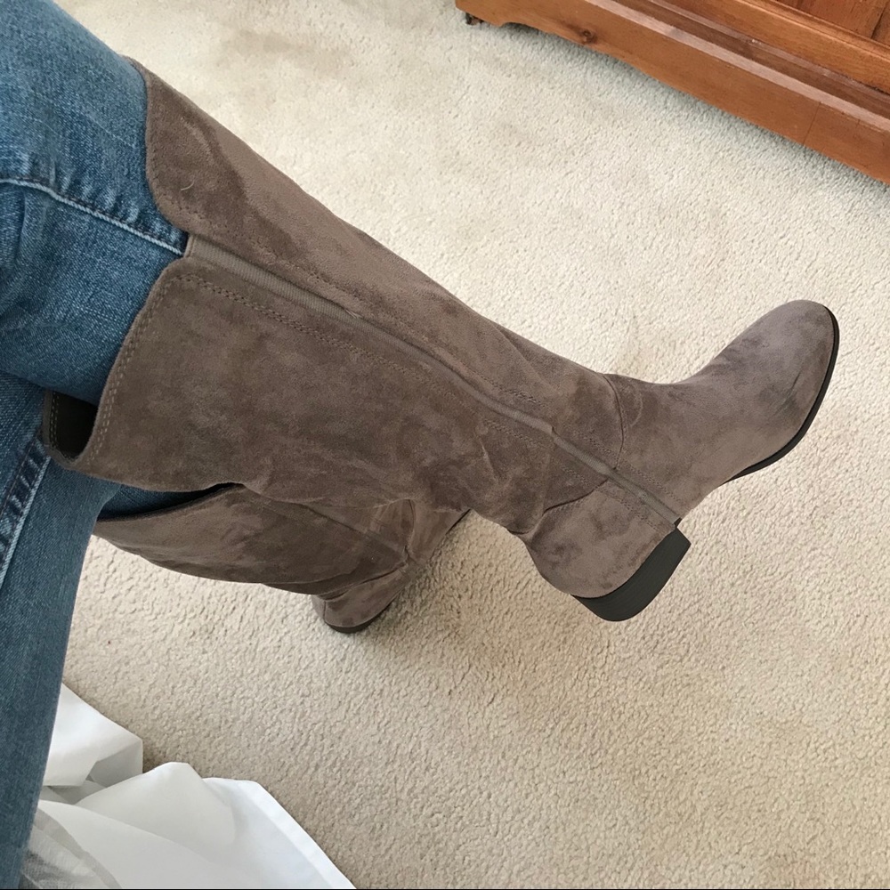 Tall Grey Suede Boots